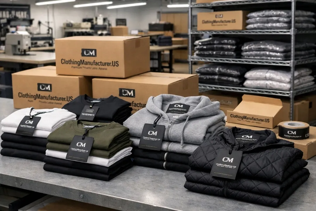 Private label clothing manufacturing with custom tags and labels