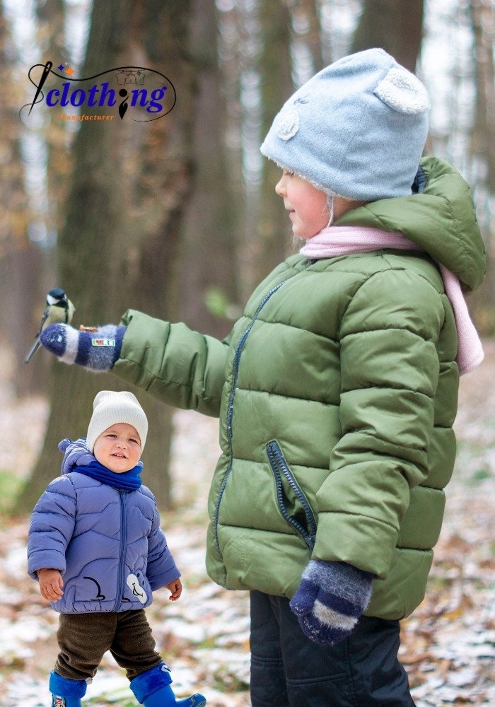 Our kids jackets are designed for warmth, style, and durability. Produced by a professional children clothes manufacturer and available for OEM bulk production, these jackets come in trendy designs and premium fabrics. Perfect for outdoor activities, school, or casual wear, we provide custom labeling for brands and retailers worldwide.