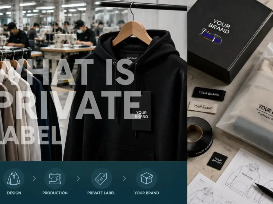 Private label clothing explained by a working factory: what it is, what it costs, how it differs from white label and OEM, and how to launch a private label brand from 10 pieces.