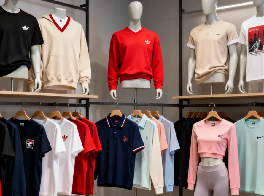 custom t-shirt manufacturer showcasing different styles of t-shirts