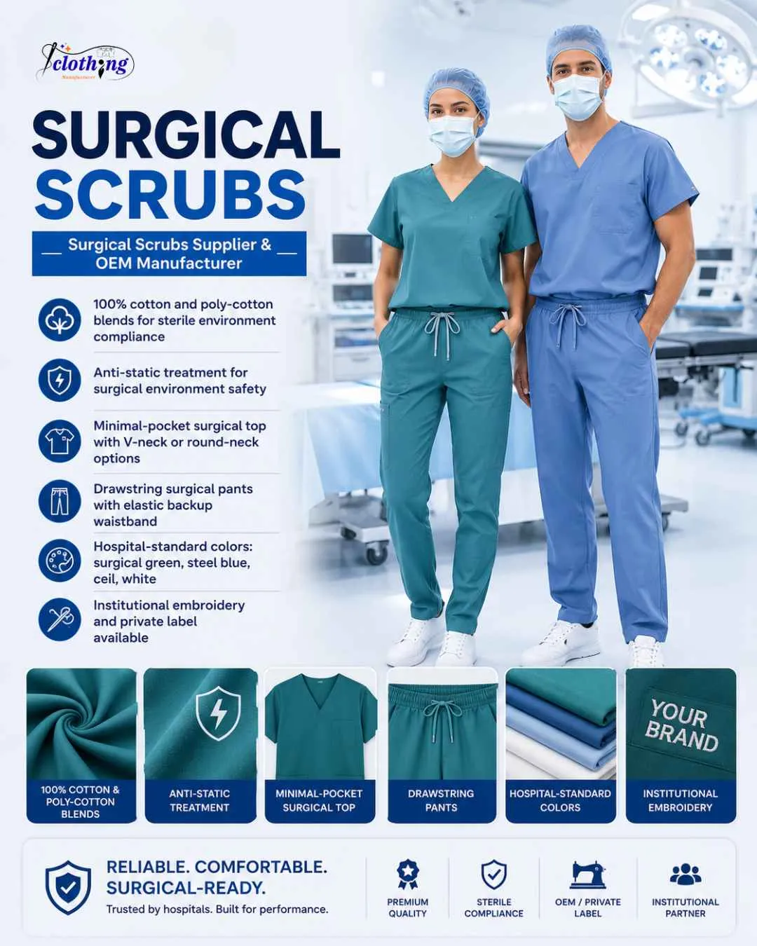 Surgical scrubs supplier Pakistan — OEM surgical scrub manufacturer for hospitals and surgical centers USA