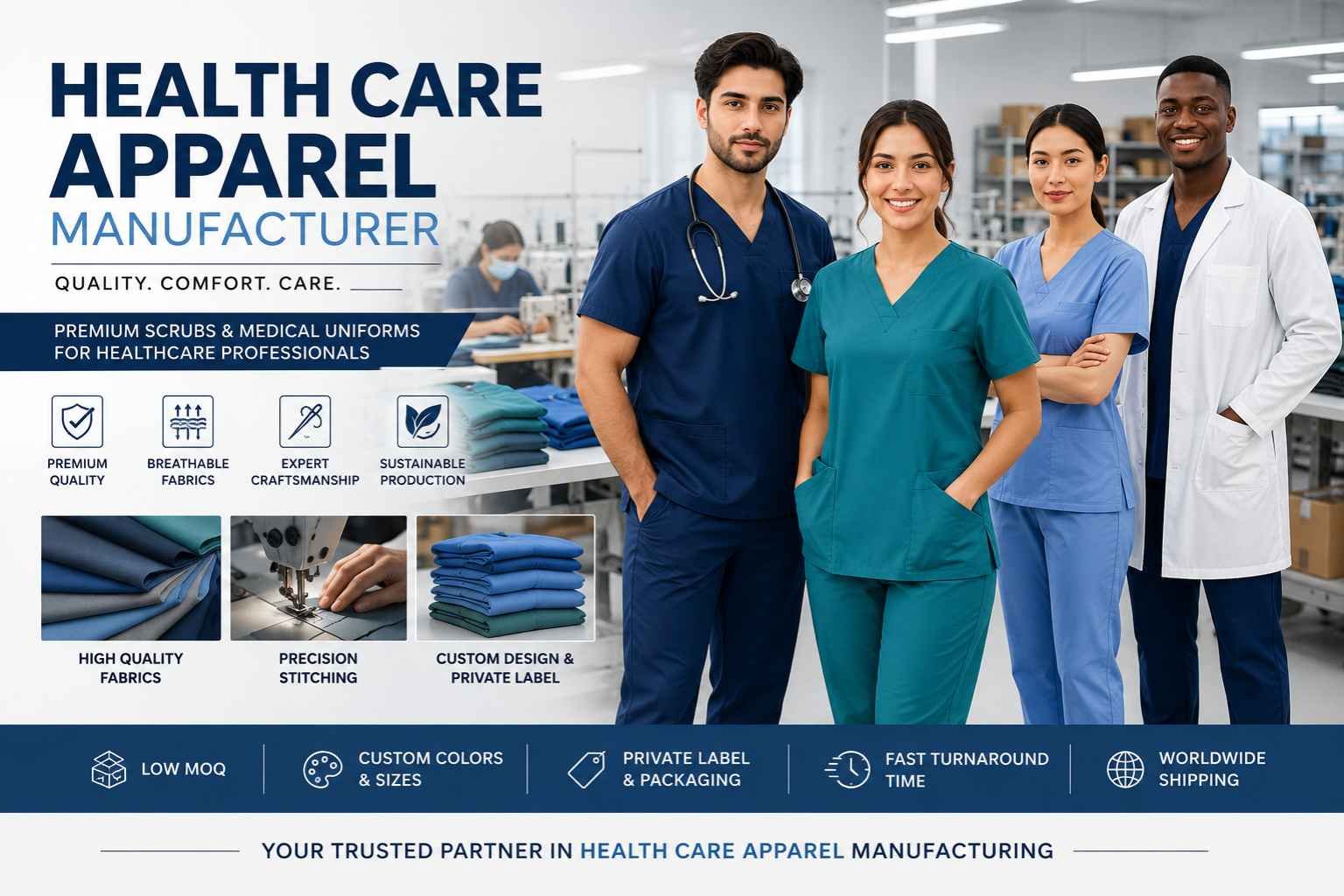 Custom Medical Scrubs Manufacturer In Pakistan 2 Healthcare apparel manufacturing