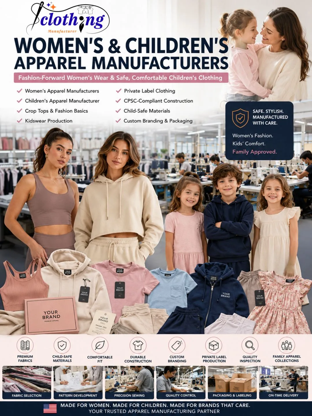Women's apparel manufacturers and children's apparel manufacturer USA