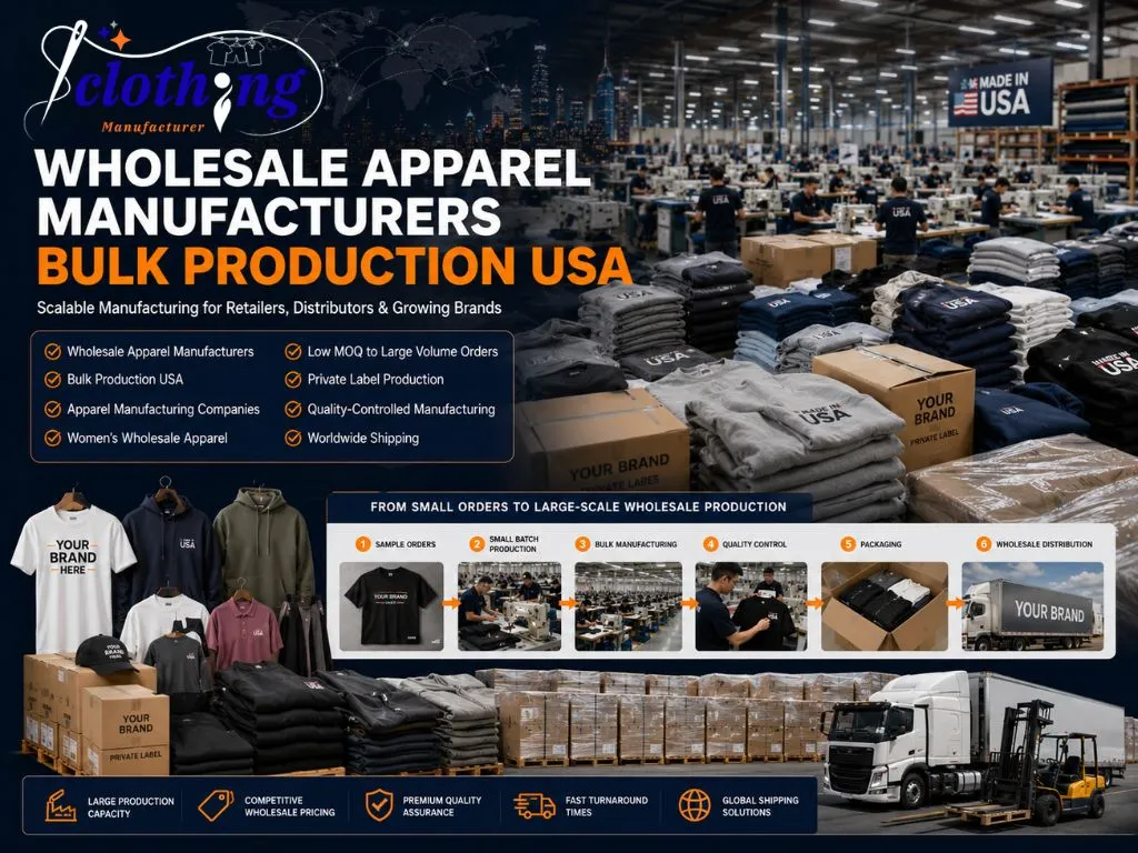 Wholesale apparel manufacturers USA — bulk apparel manufacturing companies