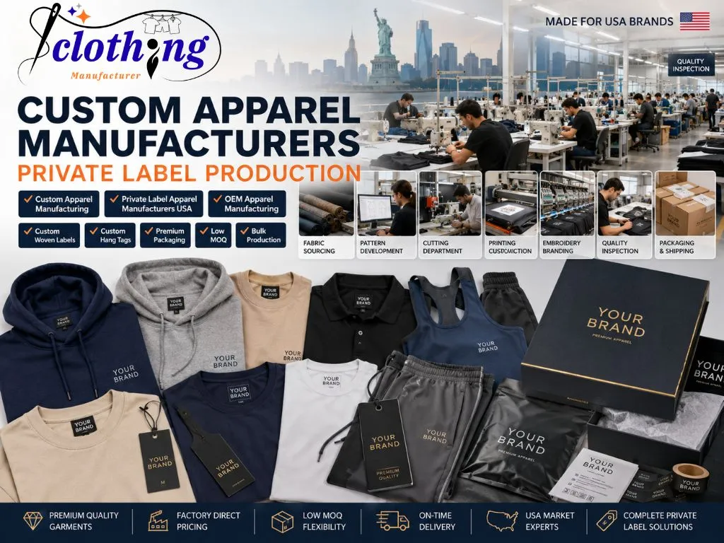 Custom apparel manufacturers and private label apparel manufacturers USA