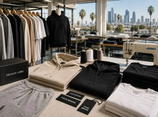 Custom clothing production for Los Angeles apparel brands, factory-direct with private labels