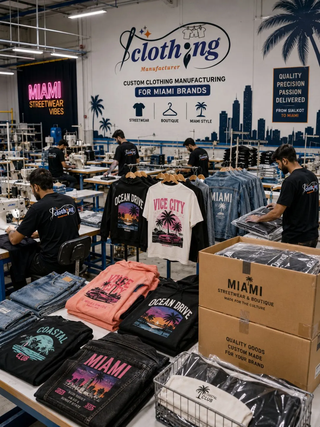 Clothing manufacturers in miami producing lightweight resortwear and crop tops for local brands