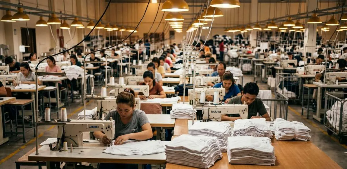 Custom t-shirt manufacturing and construction service at ClothingManufacturer.us