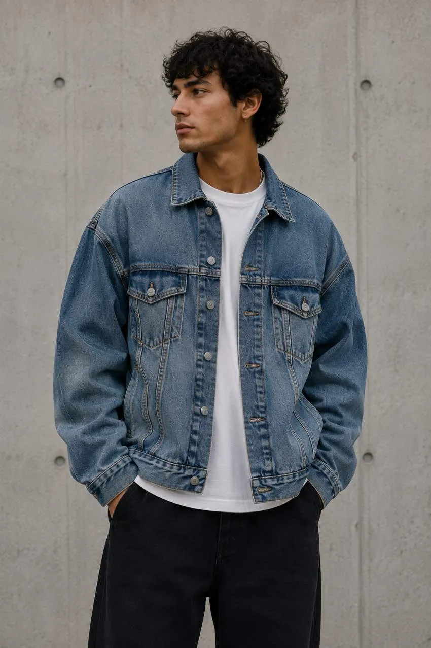 Custom denim jacket for a streetwear outerwear collection
