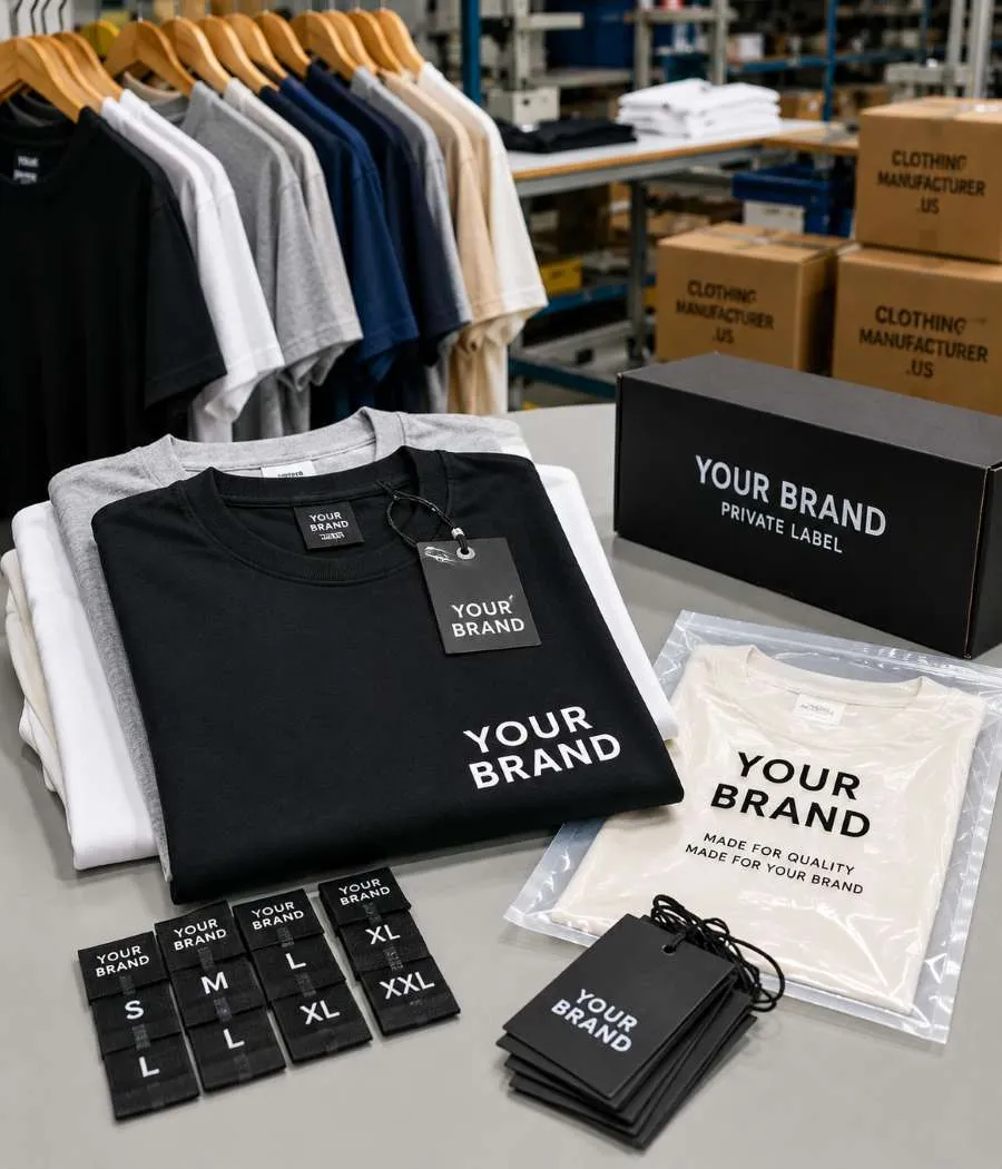 Private label t-shirt manufacturer in usa offering custom branding and packaging