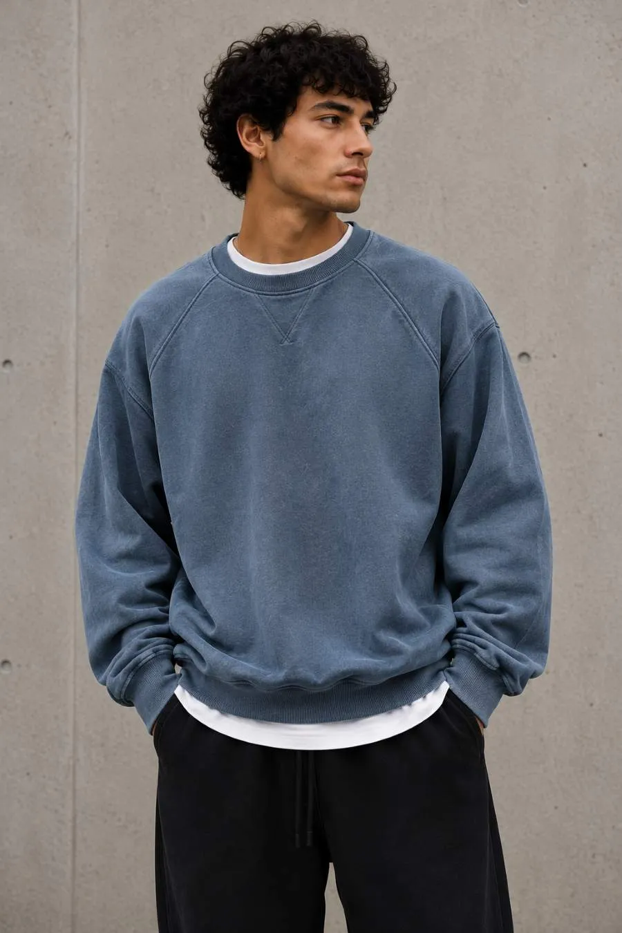 French terry crewneck sweatshirt for a streetwear brand