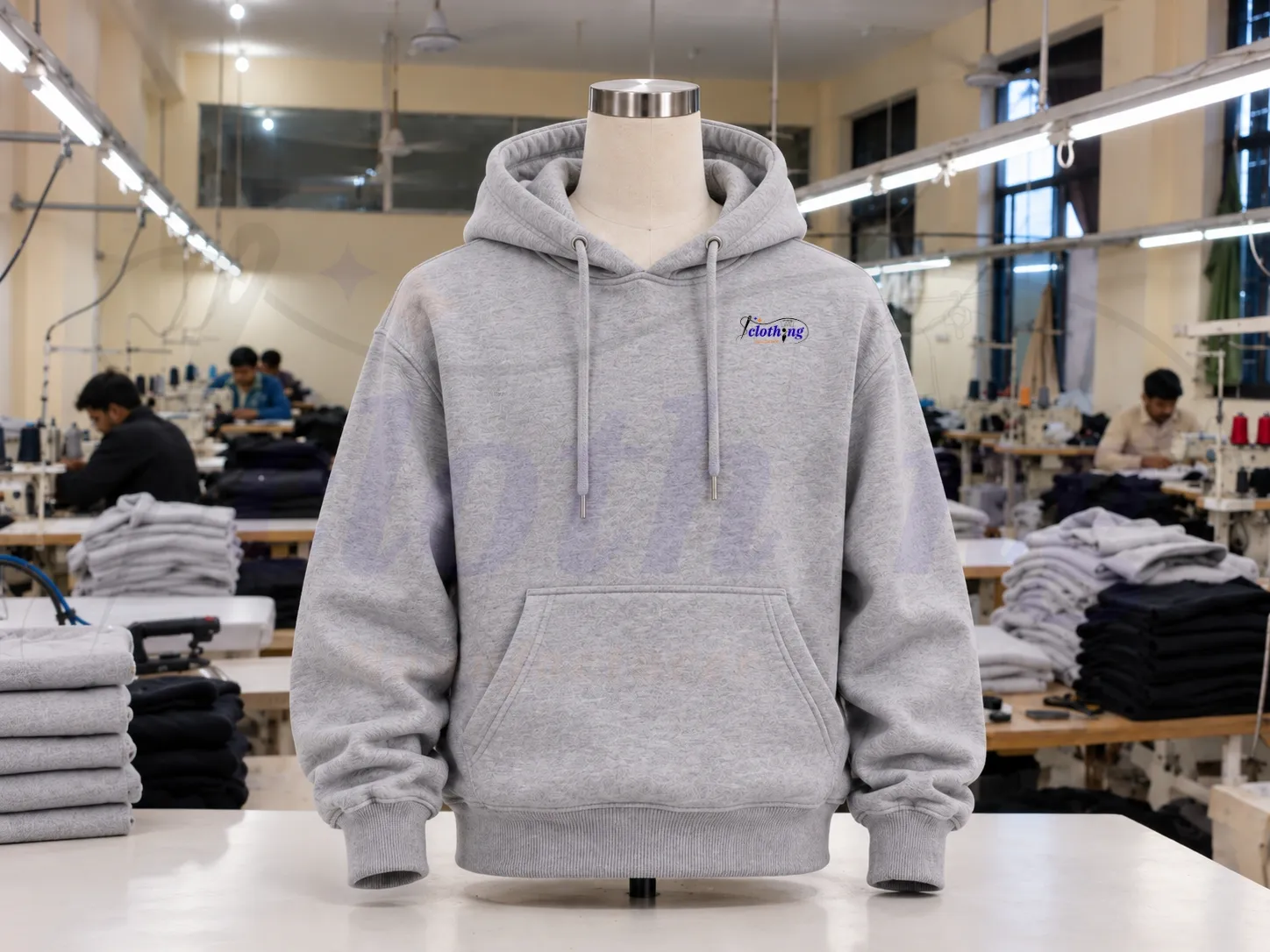 Custom pullover hoodie manufacturing in soft cotton and blended fleece