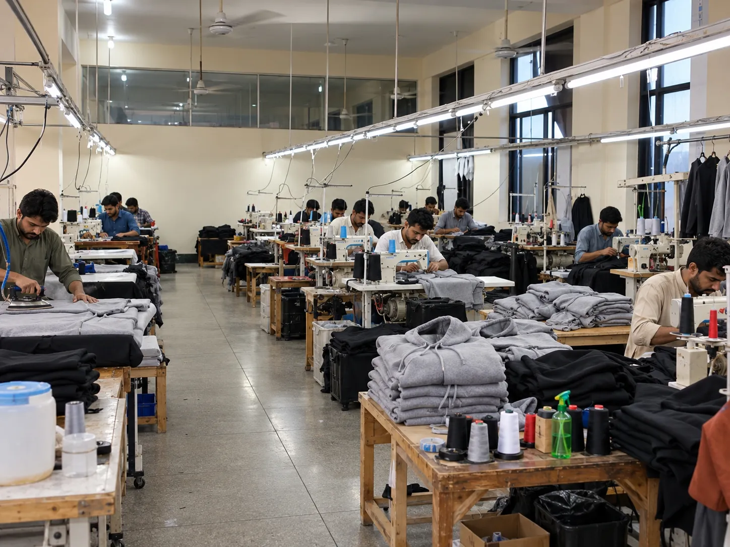 Hoodie manufacturer usa cut and sew facility producing custom hoodies