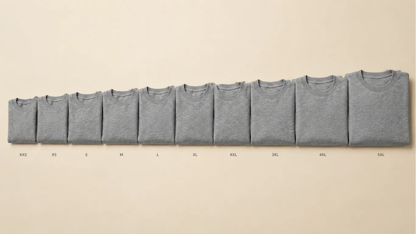 Loungewear size range from xxs to 5xl for wholesale brands