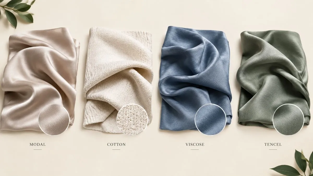 Modal fabric vs cotton vs viscose vs tencel comparison swatches