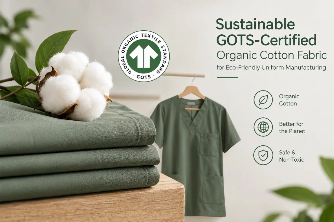 Sustainable gots-certified organic cotton fabric for eco-friendly uniform manufacturing