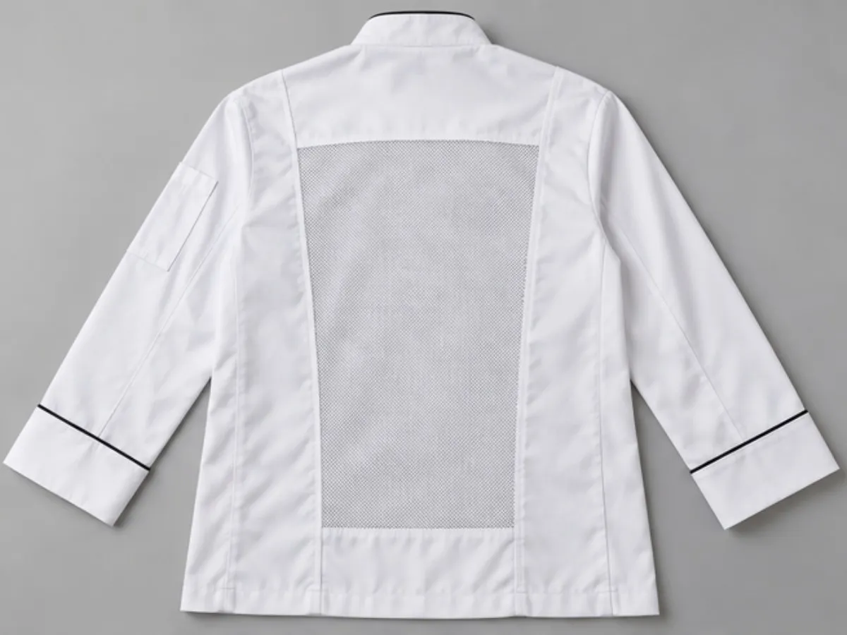 Chef coat with breathable mesh back panel