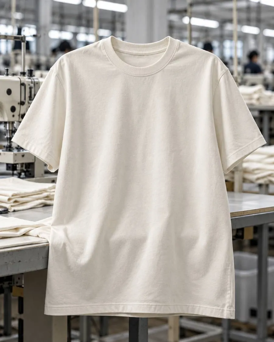 Custom crew neck t-shirt manufacturing sample