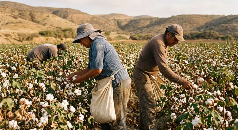 What Is Pima Cotton? The Ultimate Guide &Amp; Egyptian Cotton Comparison 1 Workers hand-harvesting pima cotton in a peruvian cotton field