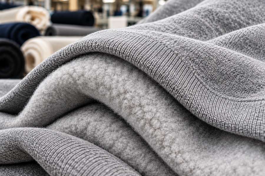 Custom Sweatshirt Manufacturer In Usa | Crewneck, Fleece &Amp; Heavyweight Sweatshirts 13 Close-up texture of premium brushed sweatshirt fleece showing soft inner pile and ribbed knit