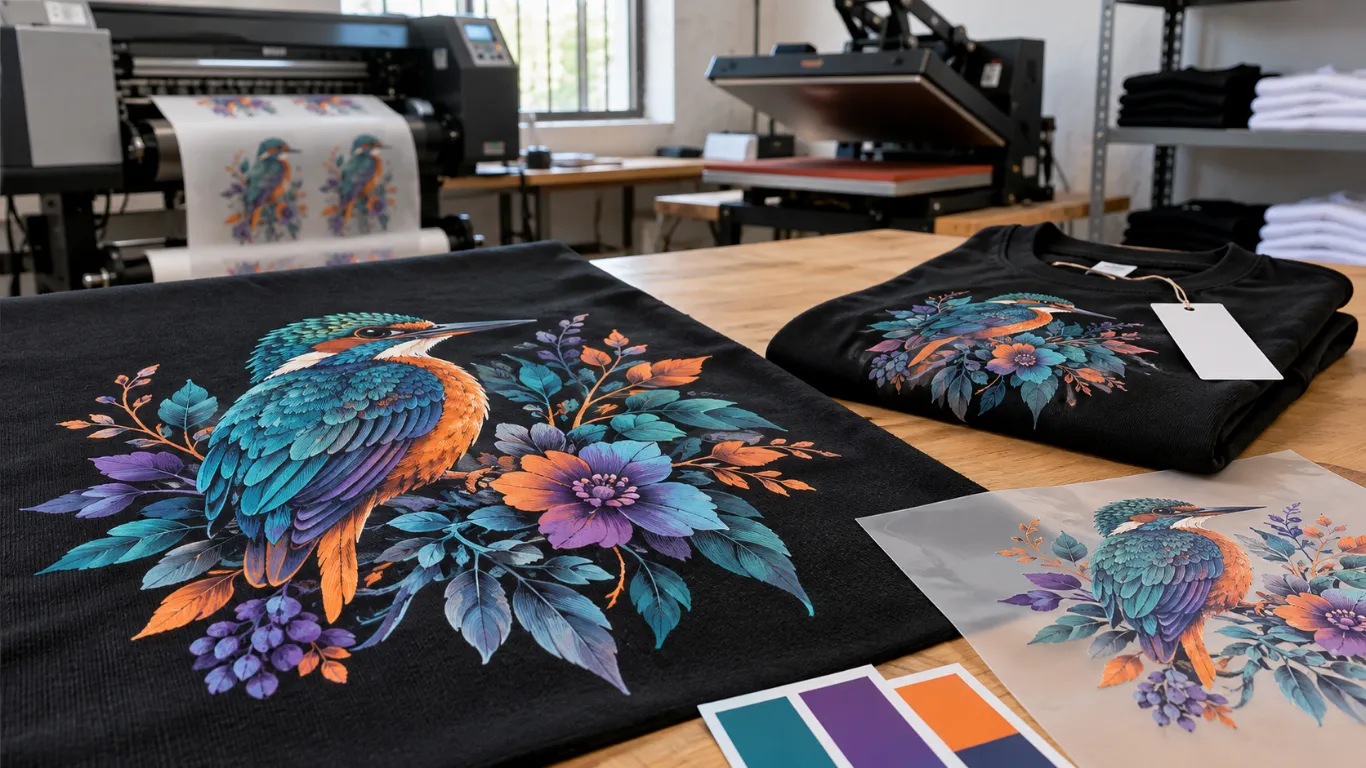Dtf Printing: Complete 2026 Guide For Better Results 6 Dtf printing close-up production detail and approved reference sample for custom clothing production