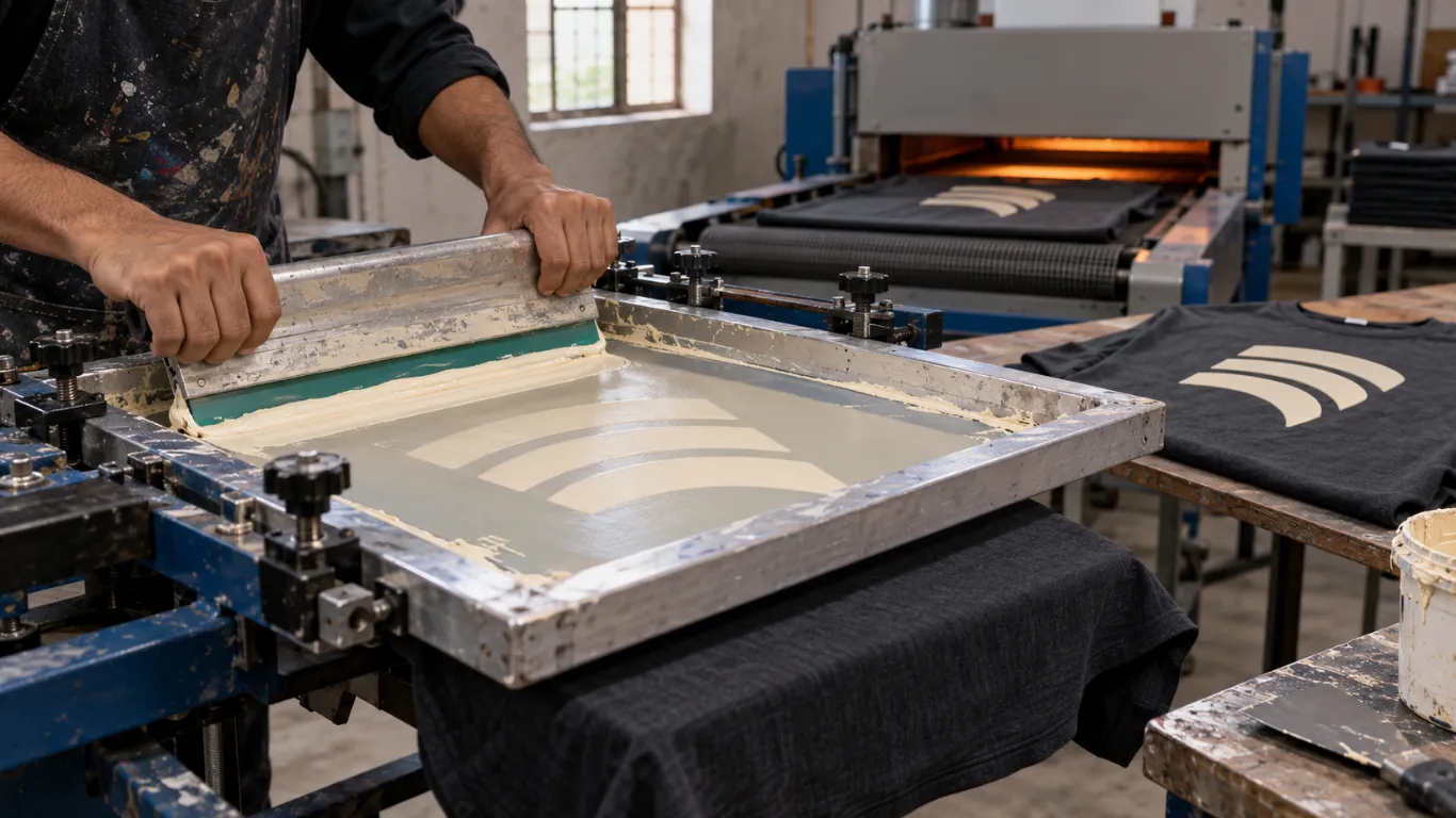 Puff printing production process from artwork to decorated garment for custom clothing production