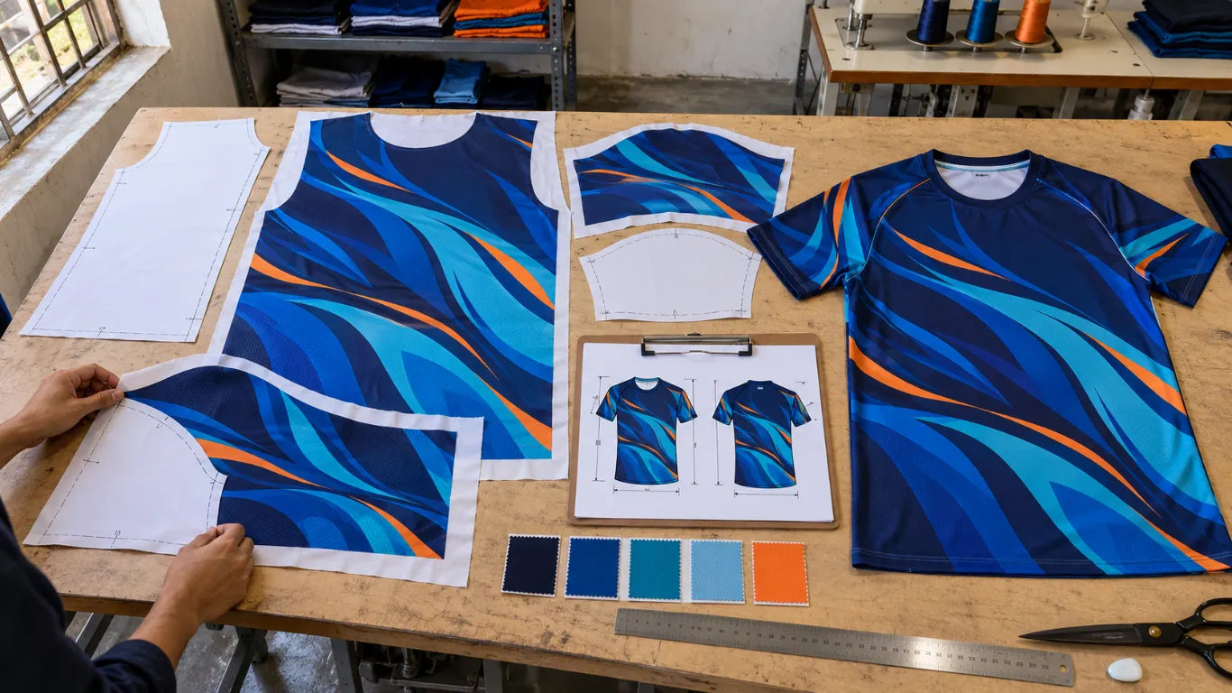 Sublimation printing production process from artwork to decorated garment for custom clothing production