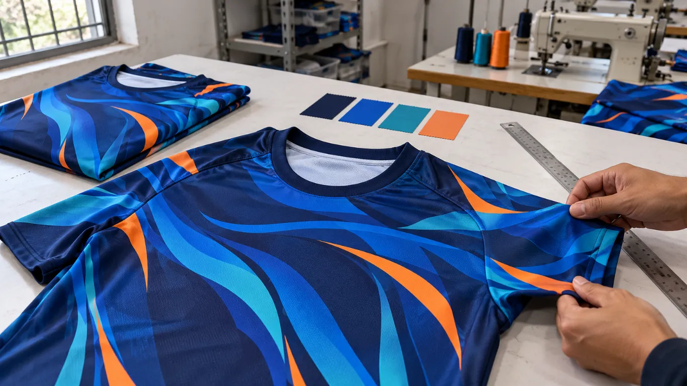 Sublimation printing quality control inspection for placement cure and print consistency for custom clothing production