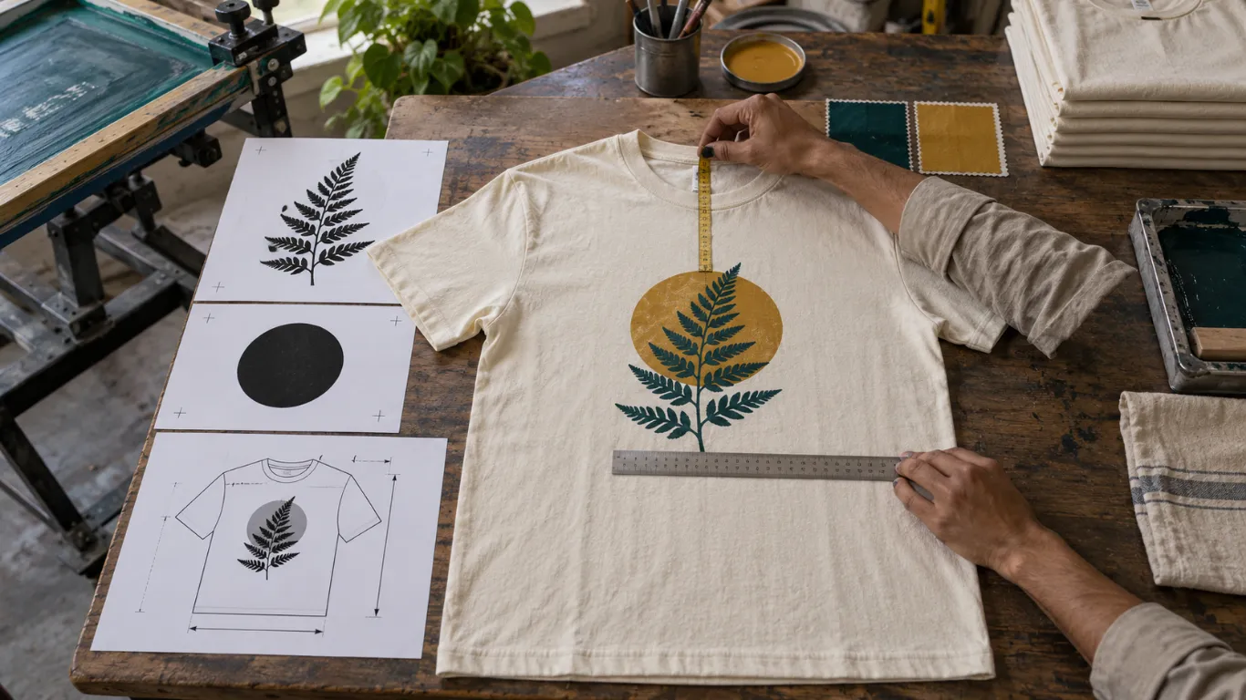 Water-based printing artwork placement approval and production specification for custom clothing production