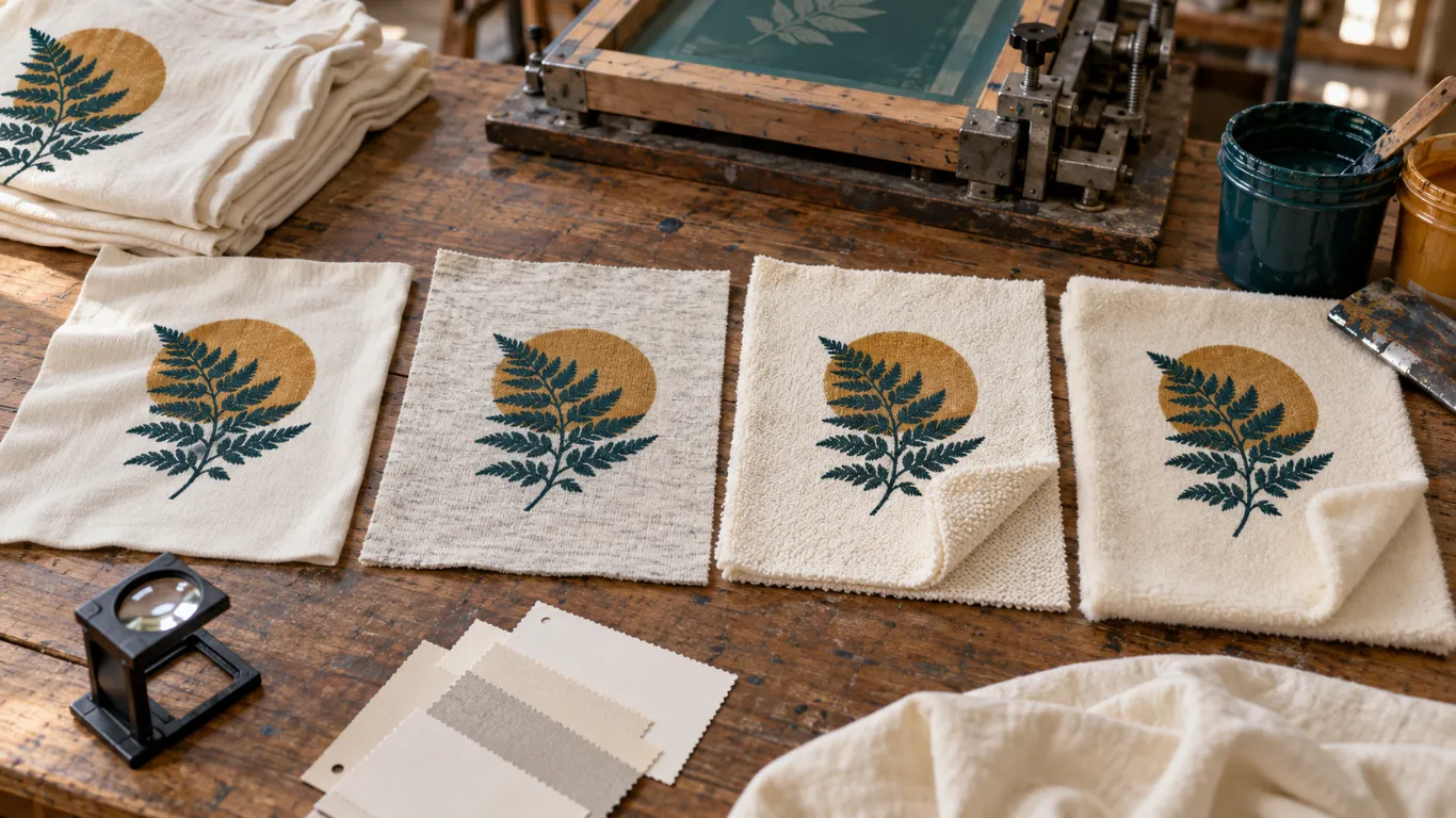 Water-based printing fabric compatibility test on cotton fleece and synthetic apparel for custom clothing production