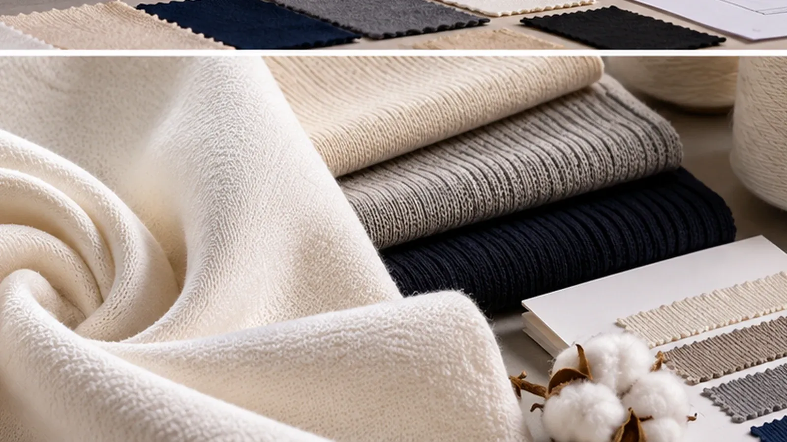 Cotton knit fabric texture showing combed and ring-spun apparel swatches