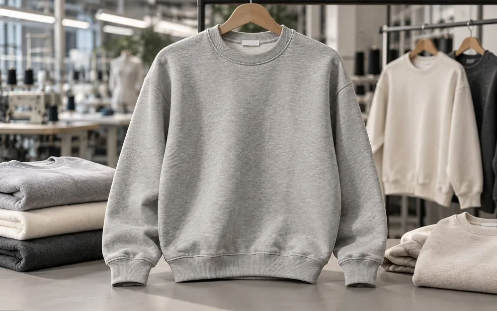 Custom crewneck sweatshirt manufacturer in usa producing premium cotton fleece sweatshirts