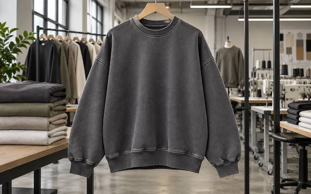 Oversized heavyweight sweatshirt manufacturer in usa producing 380–500 gsm fleece streetwear sweatshirts