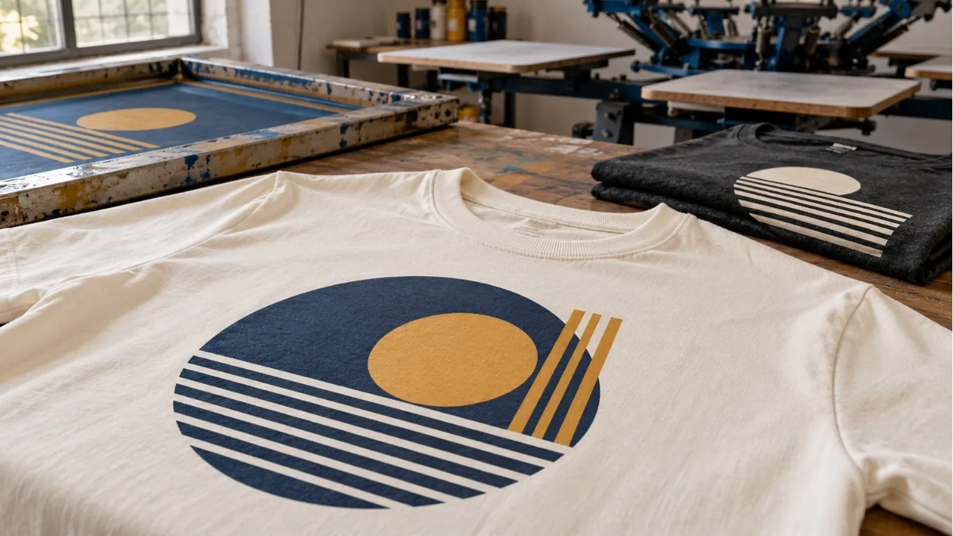 Screen printing finished print appearance and surface detail for custom clothing production